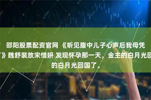 邵阳股票配资官网 《听见腹中儿子心声后我母凭子贵了》魏舒裴放宋惜妍 发现怀孕那一天，金主的白月光回国了。